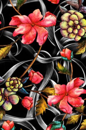 朦胧花卉印花华亿平台图片