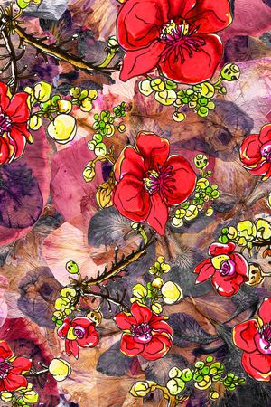 线条花卉印花华亿平台图片