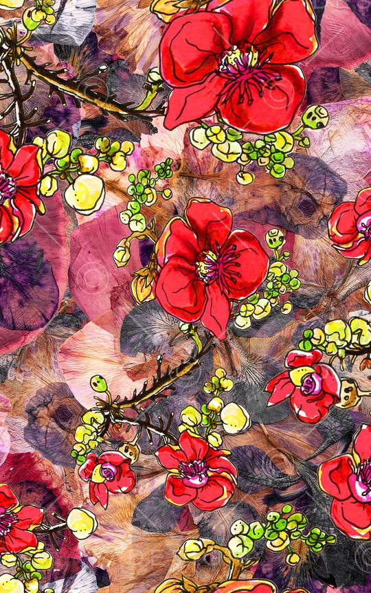 线条花卉印花华亿平台图片