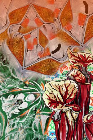 线条花卉印花华亿平台图片