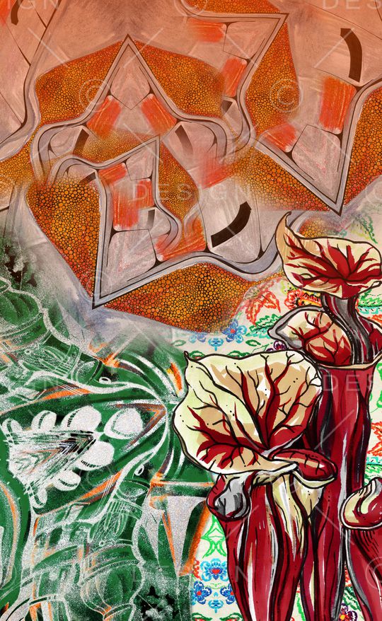 线条花卉印花华亿平台图片