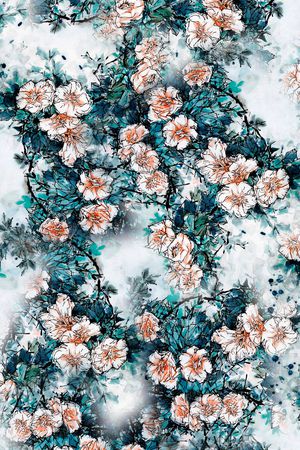 水彩花卉印花华亿平台图片