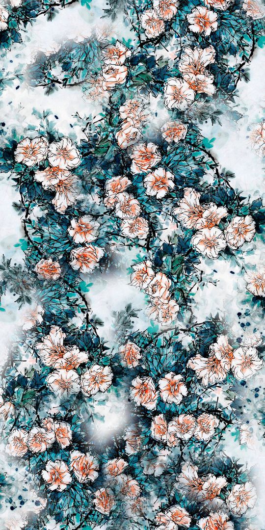 水彩花卉印花华亿平台图片