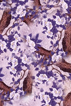 水彩花卉印花华亿平台图片