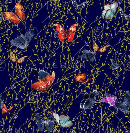 蝴蝶印花华亿平台图片