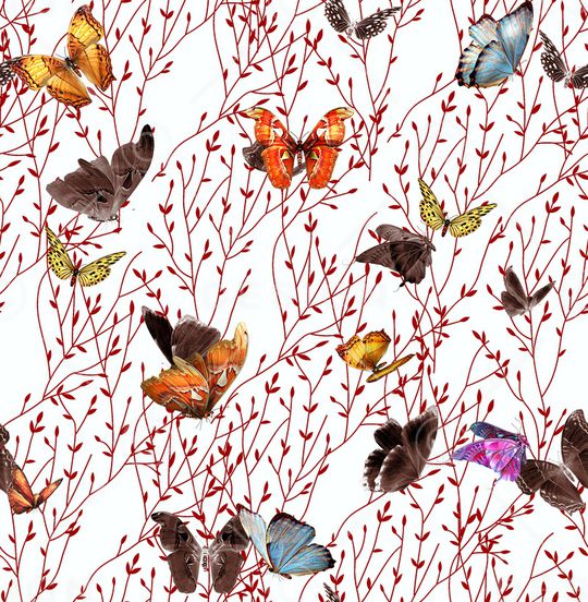 蝴蝶印花华亿平台图片