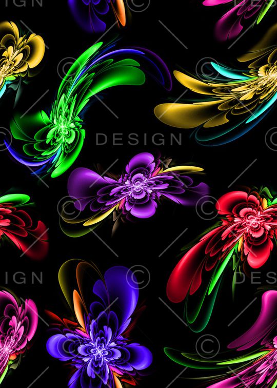 黑底花卉印花华亿平台图片