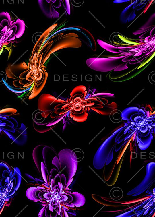 黑底花卉印花华亿平台图片