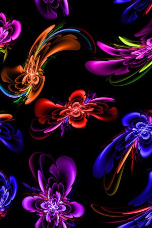 黑底花卉印花华亿平台图片