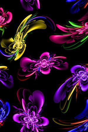 黑底花卉印花华亿平台图片