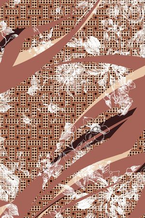 线条花卉印花华亿平台图片