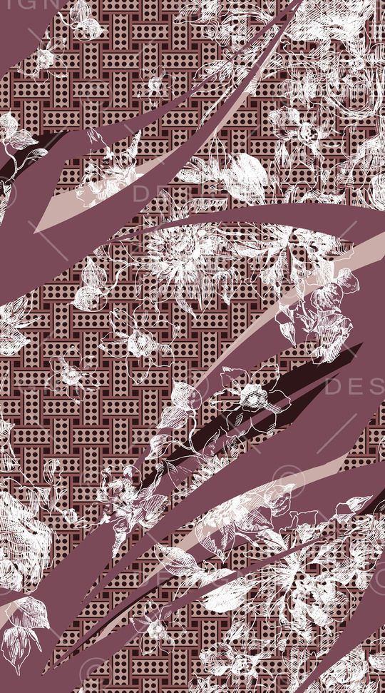 线条花卉印花华亿平台图片