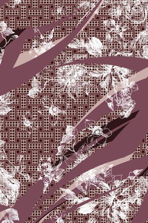 线条花卉印花华亿平台图片