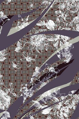 线条花卉印花华亿平台图片