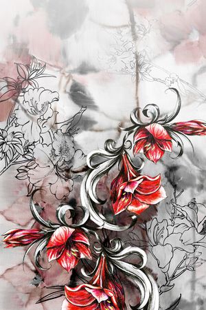 水彩花卉印花华亿平台图片