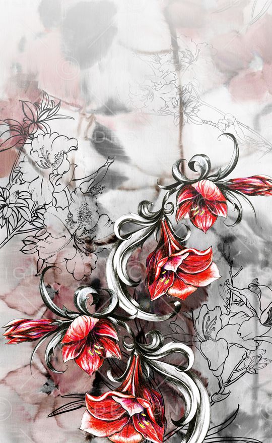 水彩花卉印花华亿平台图片