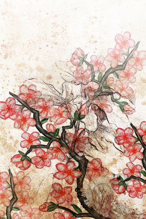 水彩花卉印花华亿平台图片