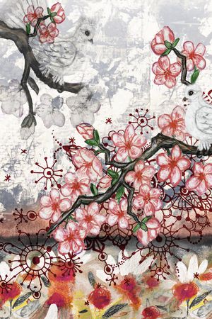 水彩花卉印花华亿平台图片