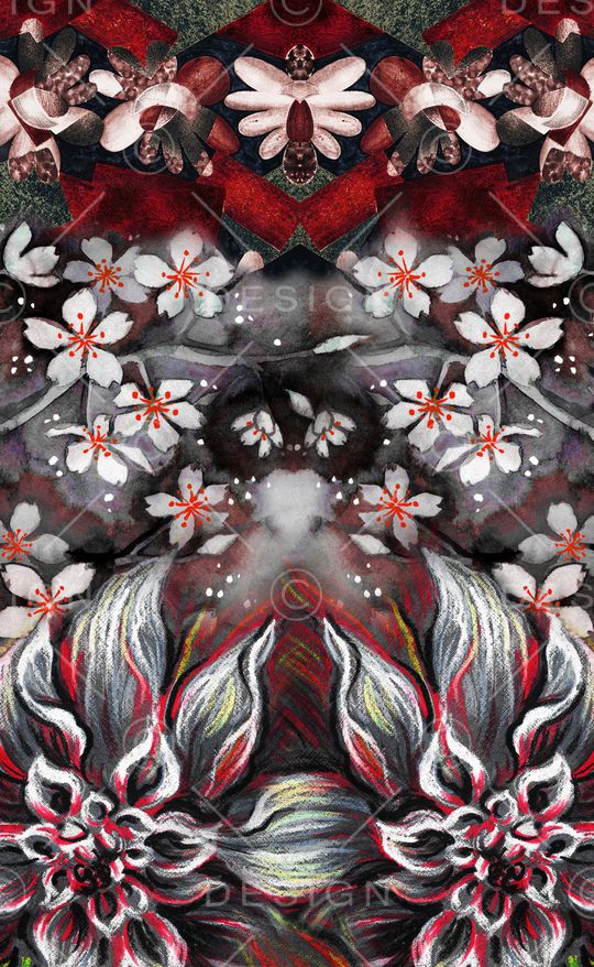 水彩花卉印花华亿平台图片