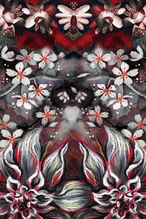 水彩花卉印花华亿平台图片