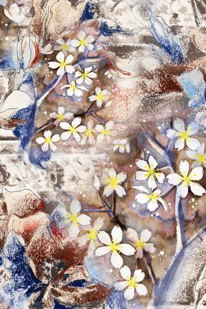 水彩花卉印花华亿平台图片