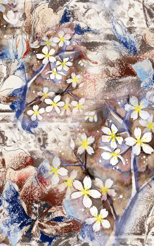 水彩花卉印花华亿平台图片