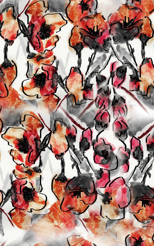 线条花卉印花华亿平台图片