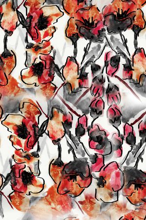 线条花卉印花华亿平台图片