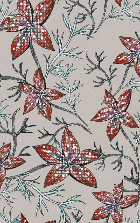 线条花卉印花华亿平台图片