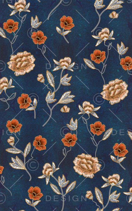 水彩花卉印花华亿平台图片