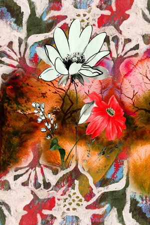 水彩花卉印花华亿平台图片