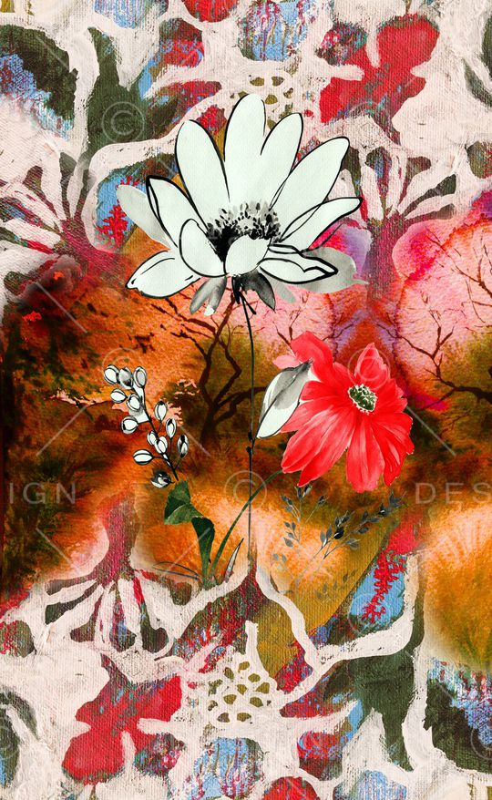 水彩花卉印花华亿平台图片