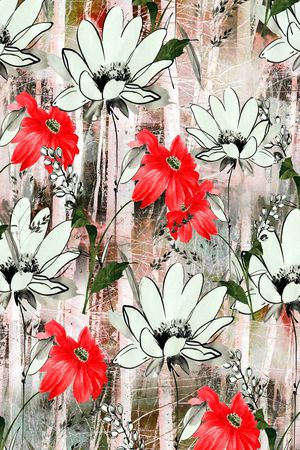 水彩花卉印花华亿平台图片