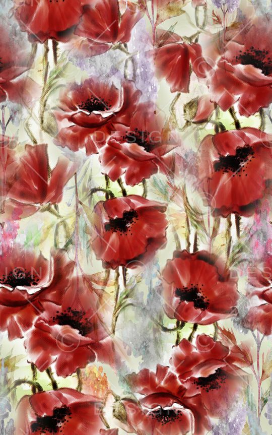 水彩花卉印花华亿平台图片