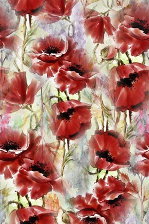 水彩花卉印花华亿平台图片