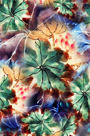 水彩花卉印花华亿平台图片