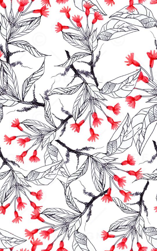 线条花卉印花华亿平台图片