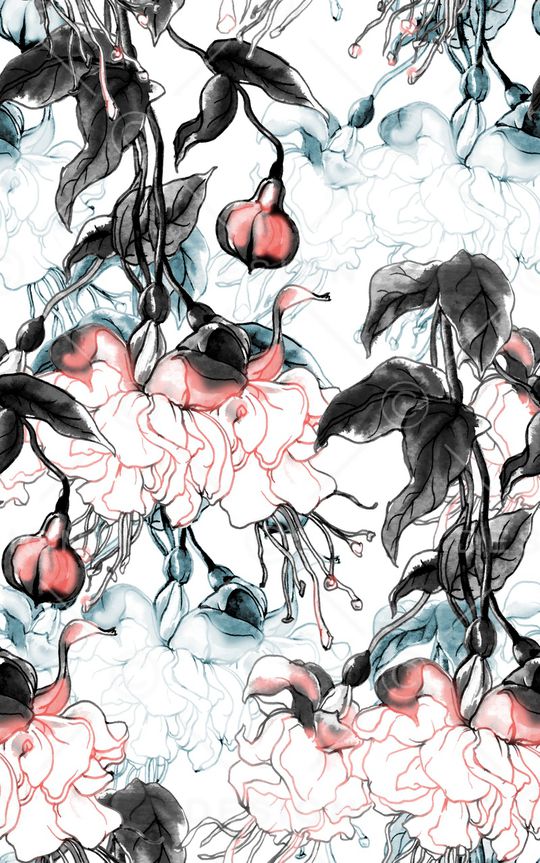 线条花卉印花华亿平台图片