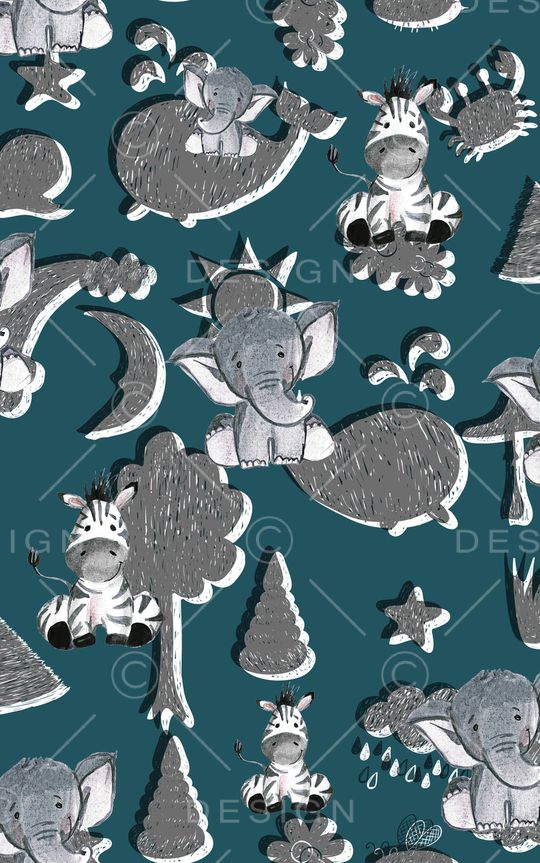 卡通动物印花华亿平台图片