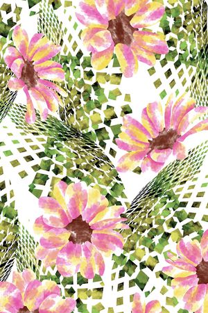 水彩花卉印花华亿平台图片