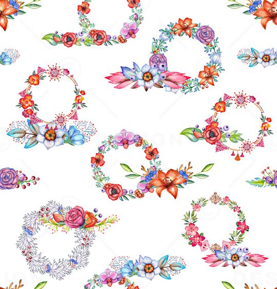 水彩花卉印花华亿平台图片