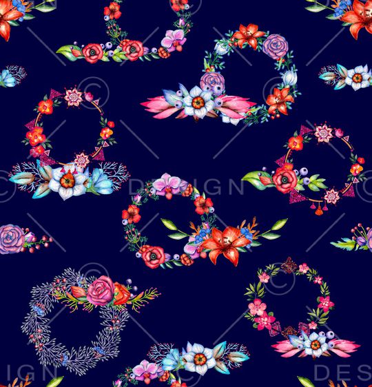 水彩花卉印花华亿平台图片