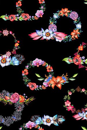 水彩花卉印花华亿平台图片