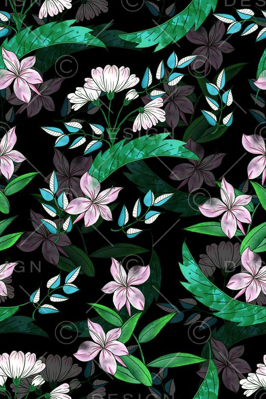 手绘花卉印花华亿平台图片