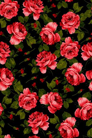 黑底花卉印花华亿平台图片