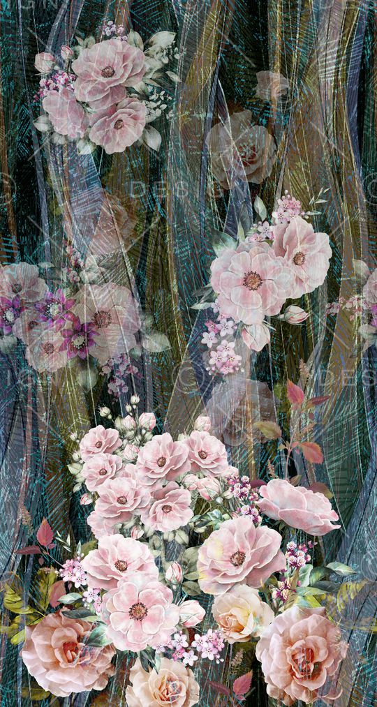 手绘花卉印花华亿平台图片