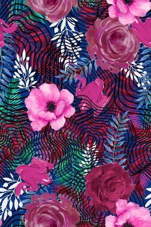 手绘花卉印花华亿平台图片