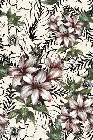 手绘花卉印花华亿平台图片