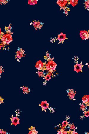 黑底花卉印花华亿平台图片