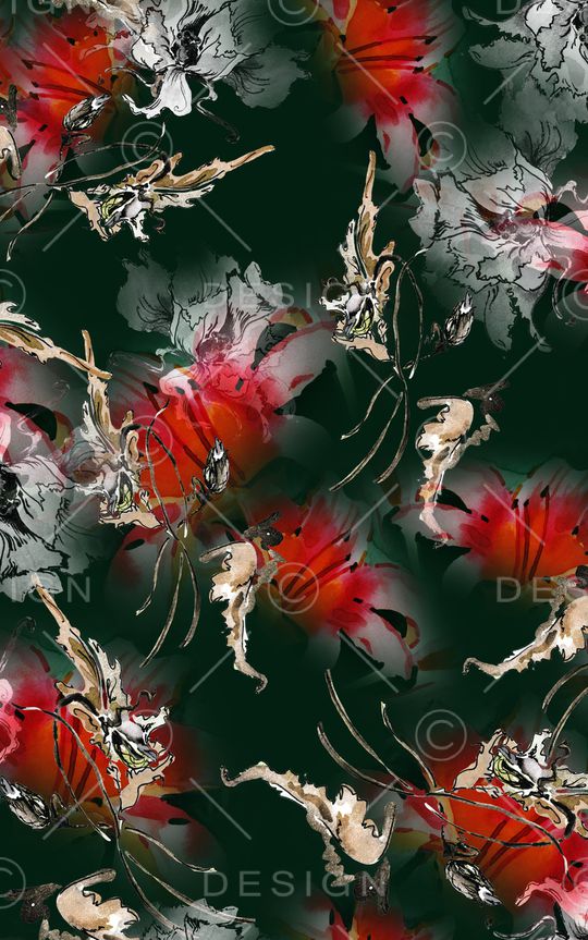 水彩花卉印花华亿平台图片